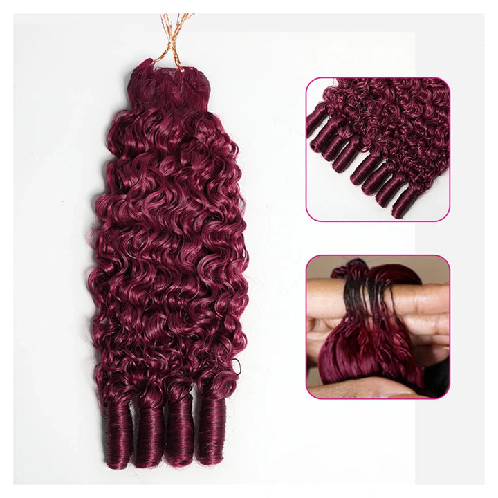 Burmese Curly human hair crochet extensions — 99J Burgundy