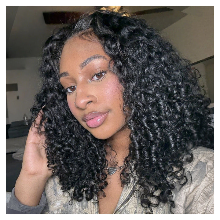 Burmese Curly / Kinky Curly / Deep Wave / Water Wave human hair crochet extensions — Natural Black