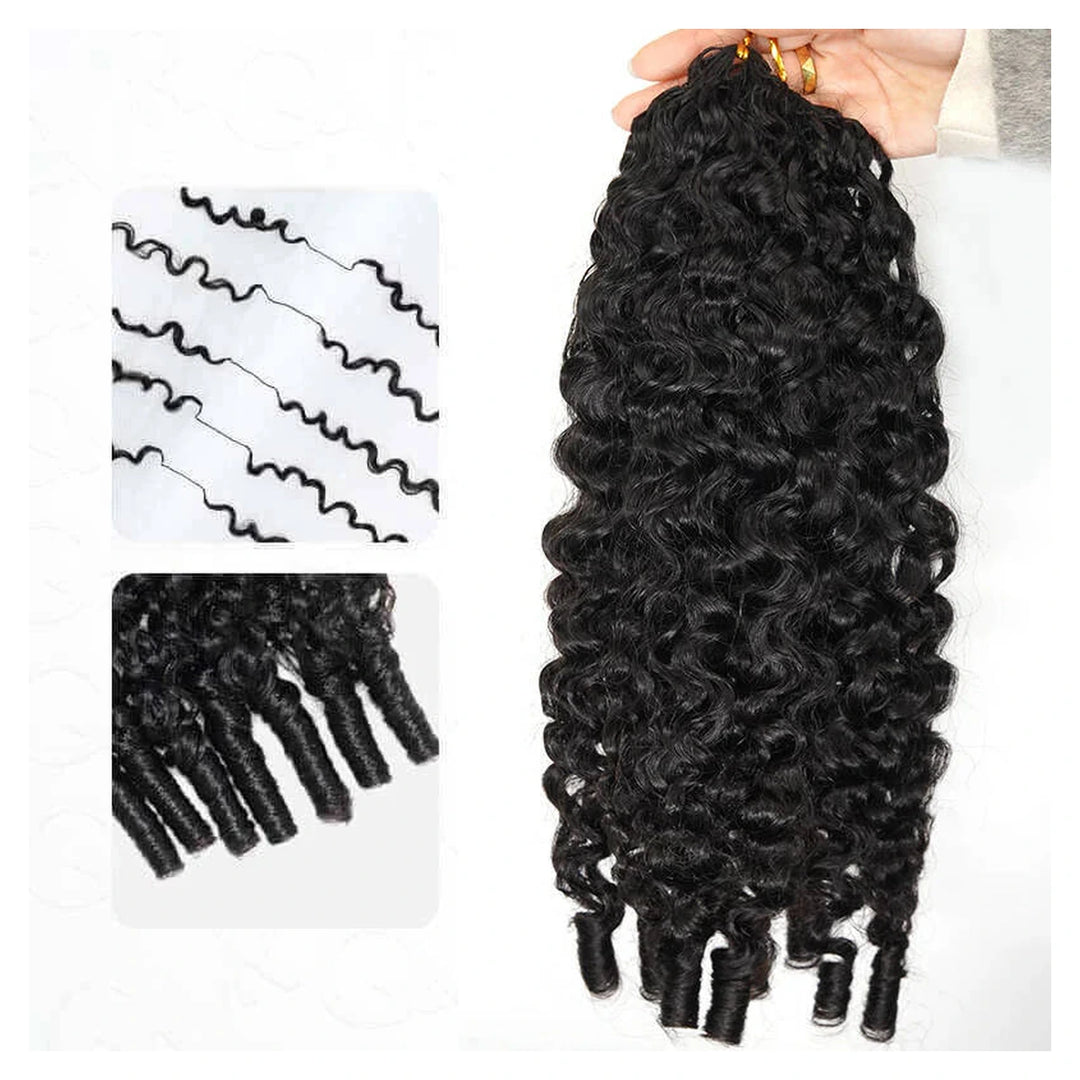Burmese Curly / Kinky Curly / Deep Wave / Water Wave human hair crochet extensions — Natural Black