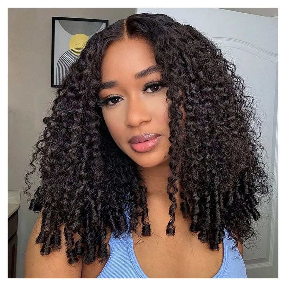 Burmese Curly / Kinky Curly / Deep Wave / Water Wave human hair crochet extensions — Natural Black