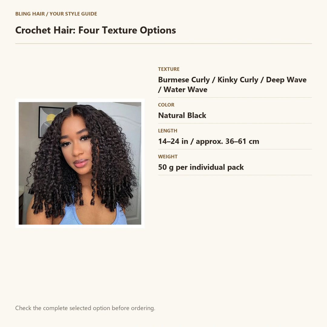 Verified selection guide: Crochet Hair: Four Texture Options — Natural Black