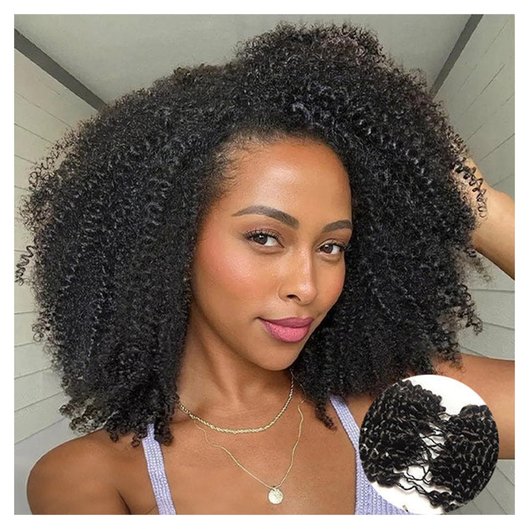 Afro Curly human hair crochet extensions — Natural Black