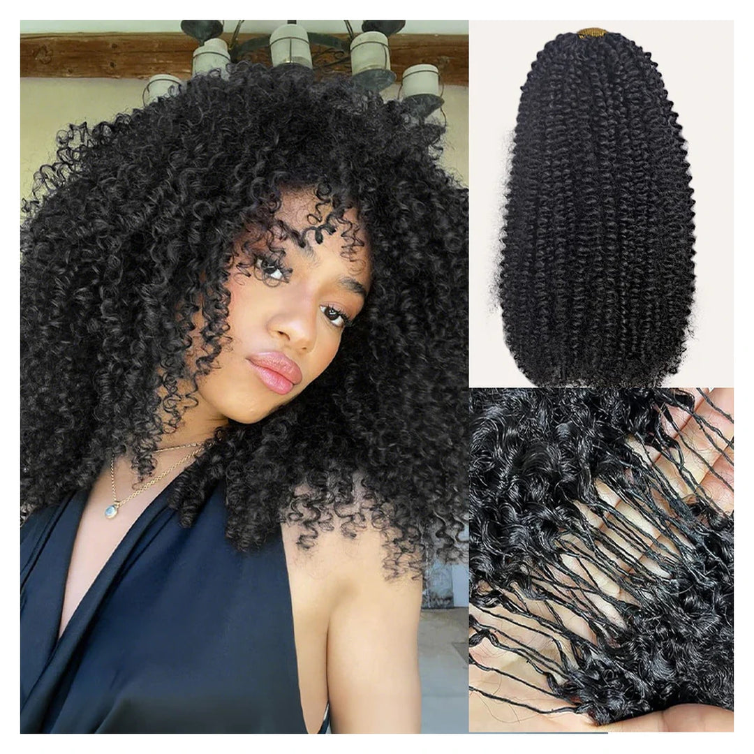 Afro Curly human hair crochet extensions — Natural Black