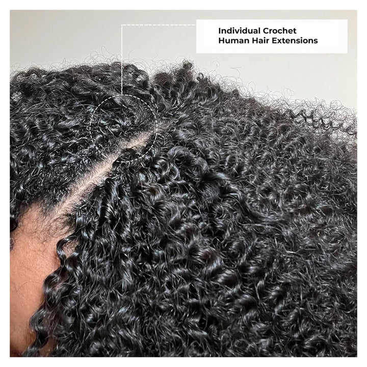 Afro Curly human hair crochet extensions — Natural Black