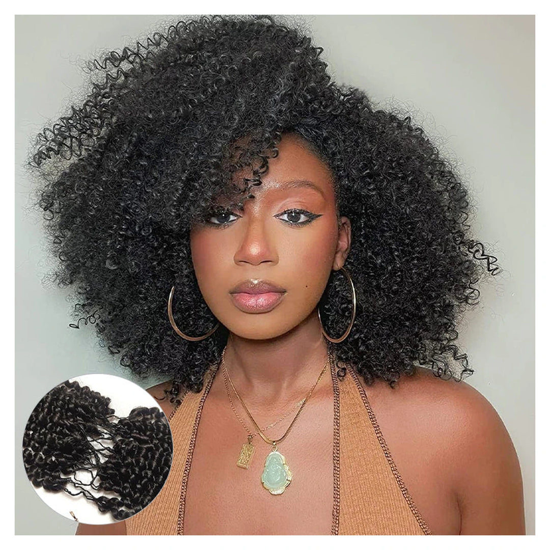 Afro Curly human hair crochet extensions — Natural Black