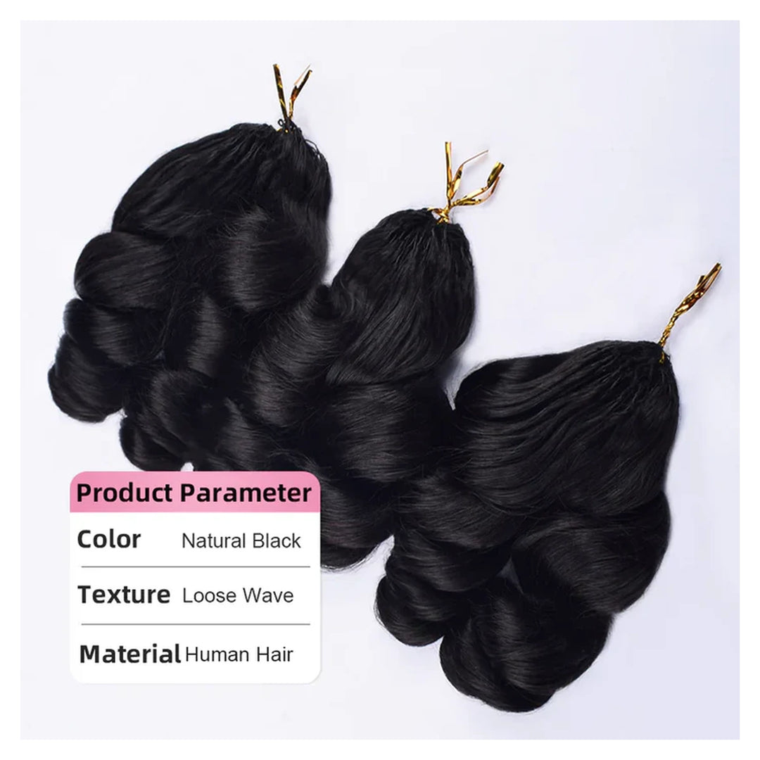 Loose Wave human hair crochet extensions — Natural Black