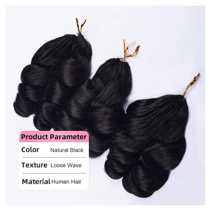 Loose Wave human hair crochet extensions — Natural Black