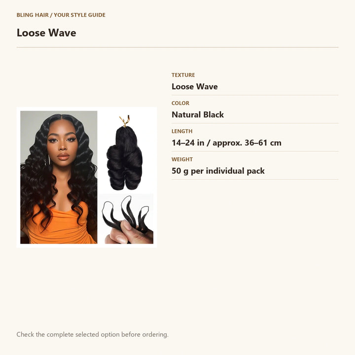Verified selection guide: Loose Wave — Natural Black
