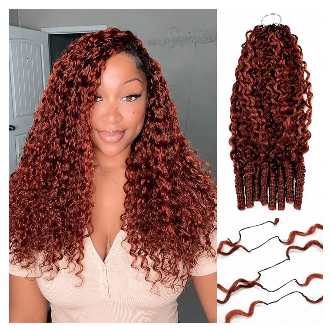 Burmese Curly human hair crochet extensions — #33 Reddish Brown