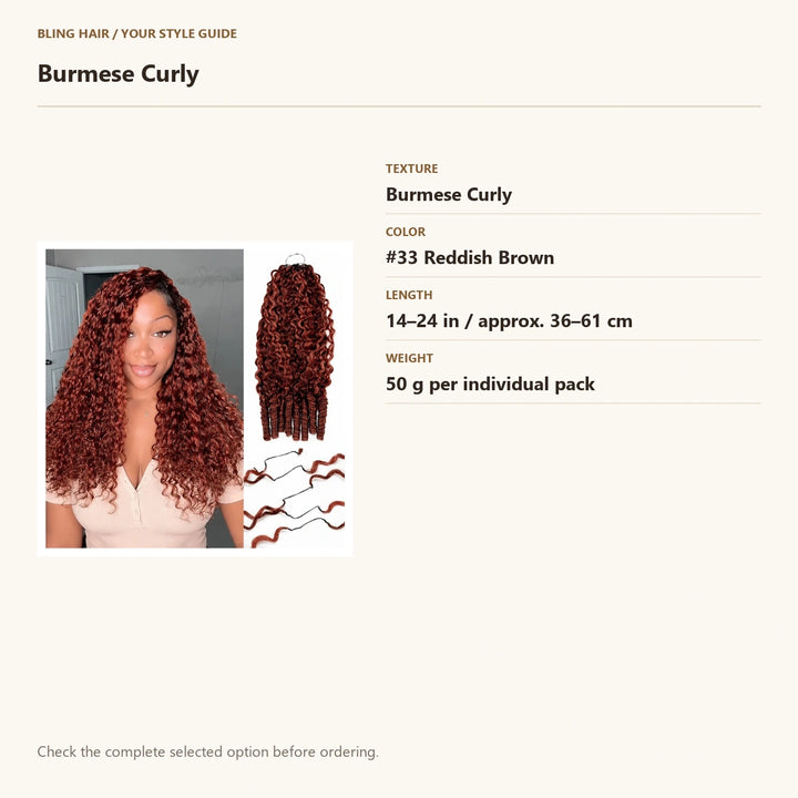 Verified selection guide: Burmese Curly — #33 Reddish Brown