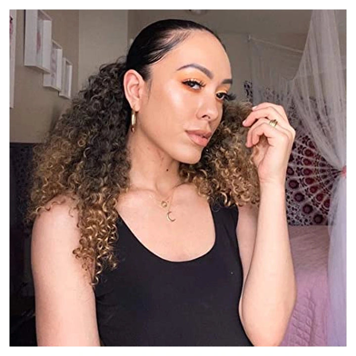 Afro Kinky Curly human hair ponytail extension — Natural Color / 1B27 / 1B30 / 1B99J