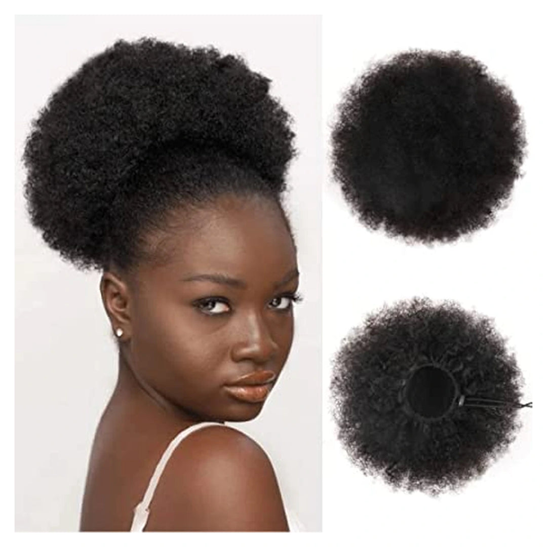 Afro Kinky Curly human hair ponytail extension — Natural Color / 1B27 / 1B30 / 1B99J