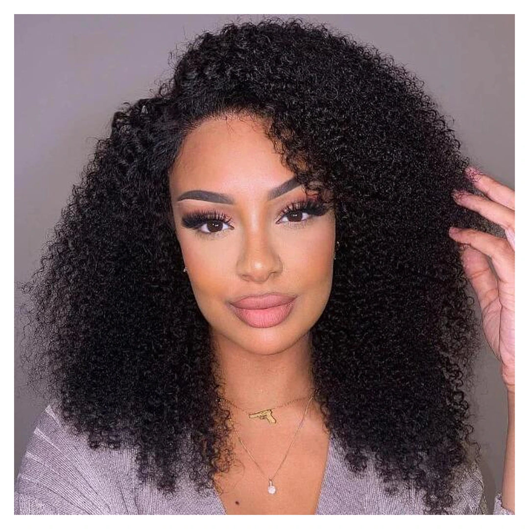 Afro Kinky Curly human hair wig — Natural Color