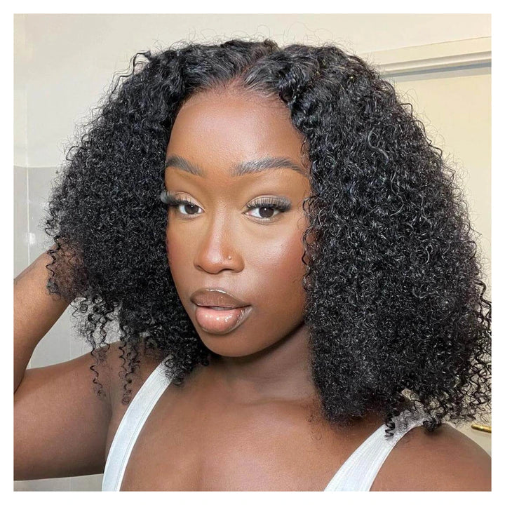 Afro Kinky Curly human hair wig — Natural Color
