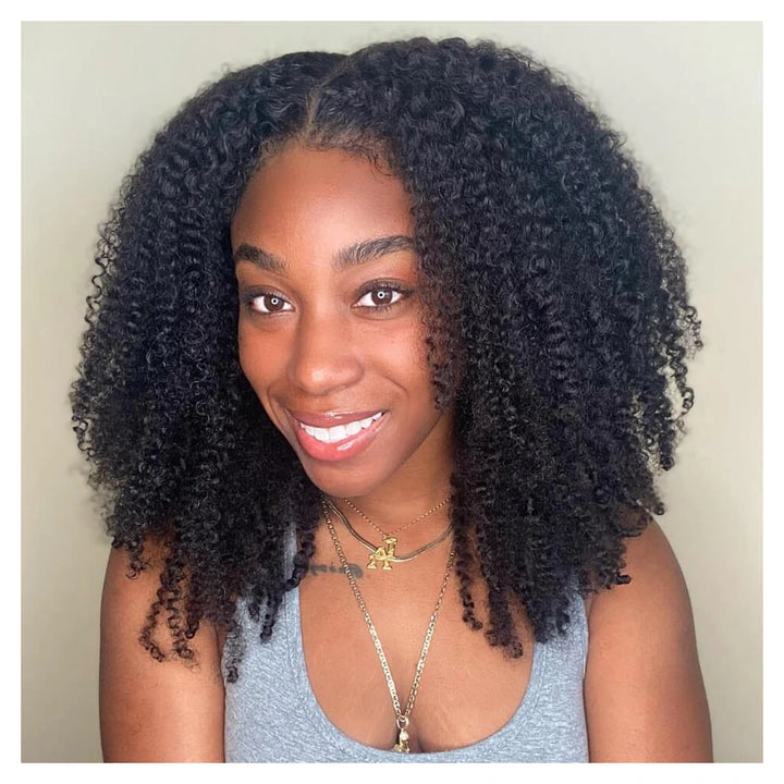 Afro Kinky Curly human hair wig — Natural Color