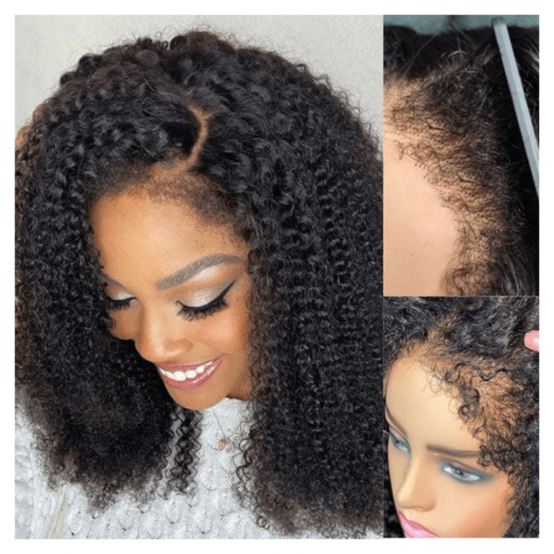 Afro Kinky Curly human hair wig — Natural Color