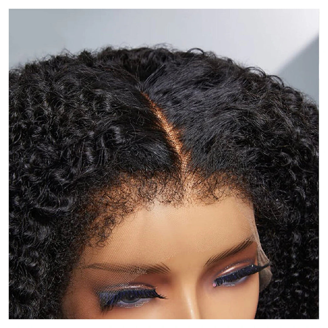 Afro Kinky Curly human hair wig — Natural Color