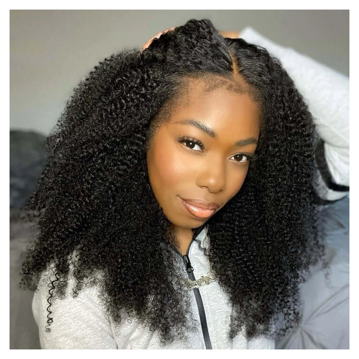 Afro Kinky Curly human hair wig — Natural Color
