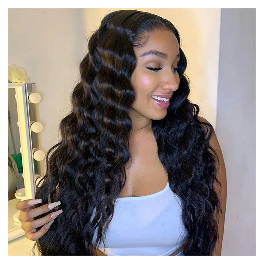 Loose Deep Wave / Straight Bob — Natural Black + piano highlights — gallery-02