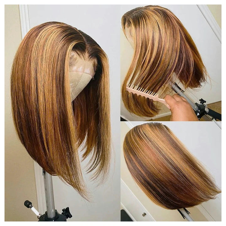Loose Deep Wave / Straight Bob — Natural Black + piano highlights — gallery-03