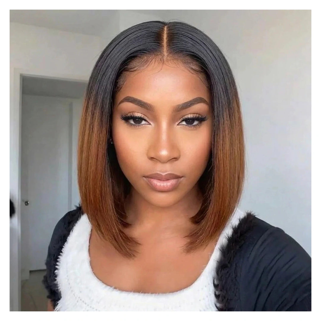 Ombre brown straight bob shown from the front