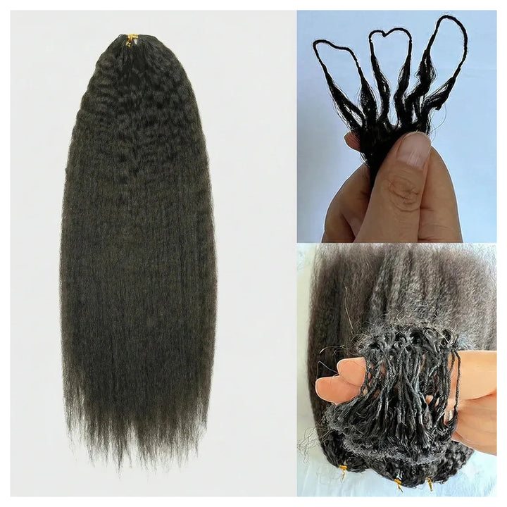 Kinky Straight crochet human hair, Natural Black — gallery 05