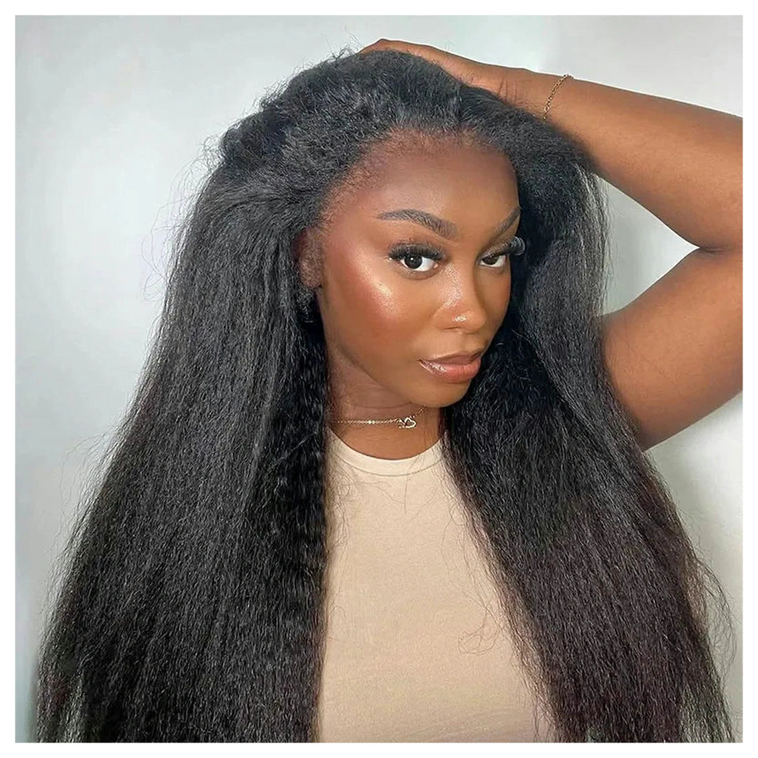 Kinky Straight crochet human hair, Natural Black — main