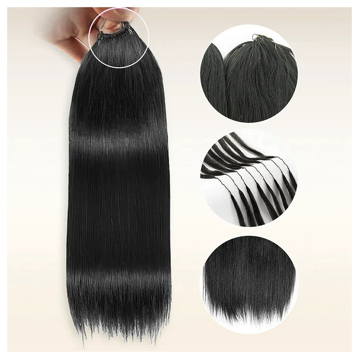 Straight crochet human hair, Natural Black — bundle detail