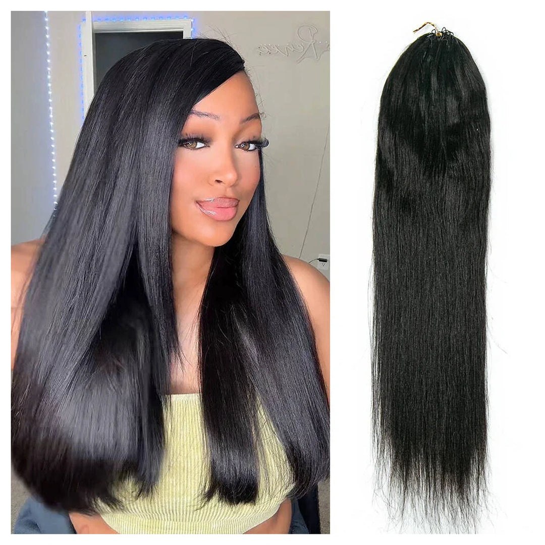 Straight crochet human hair, Natural Black — main