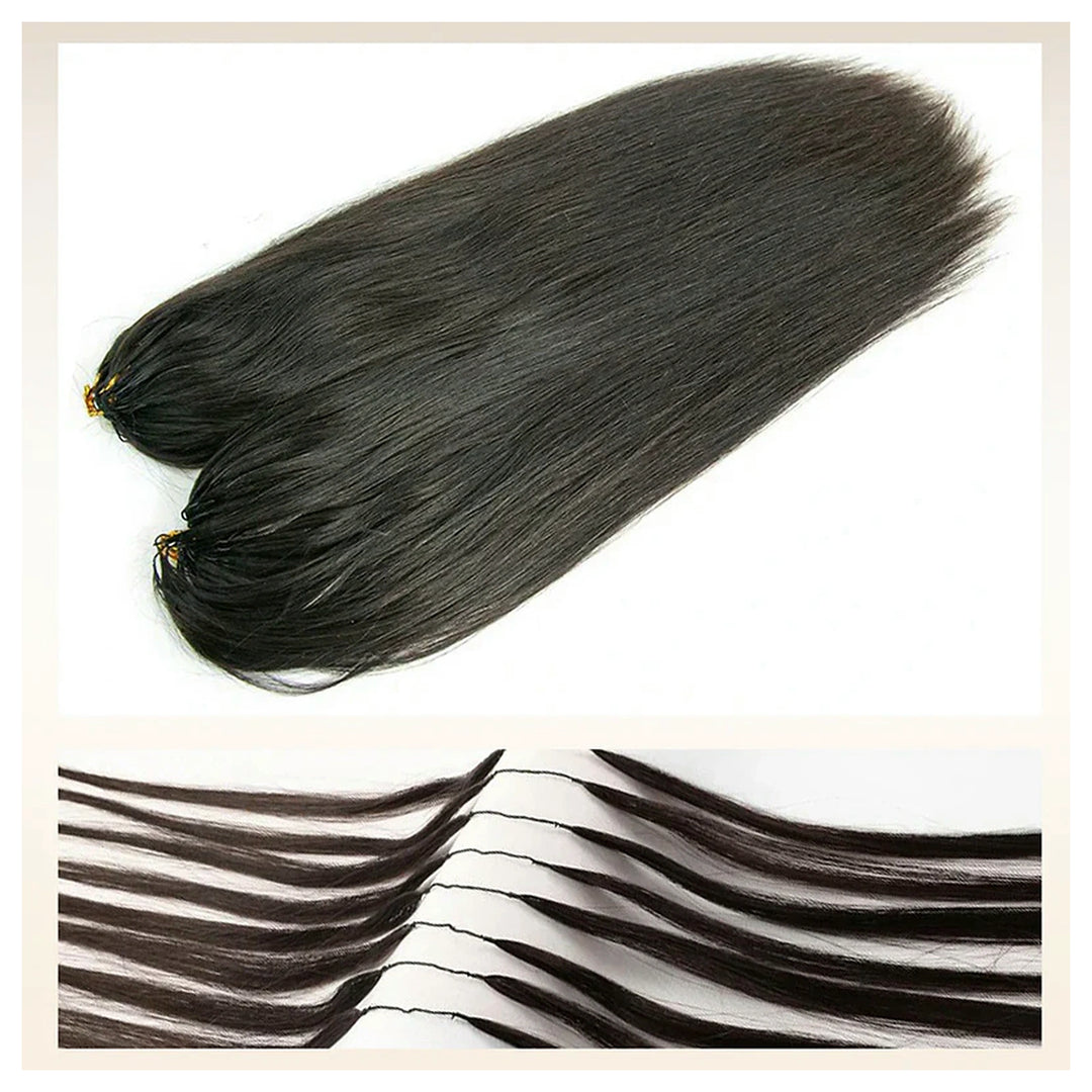 Straight crochet human hair, Natural Black — texture detail