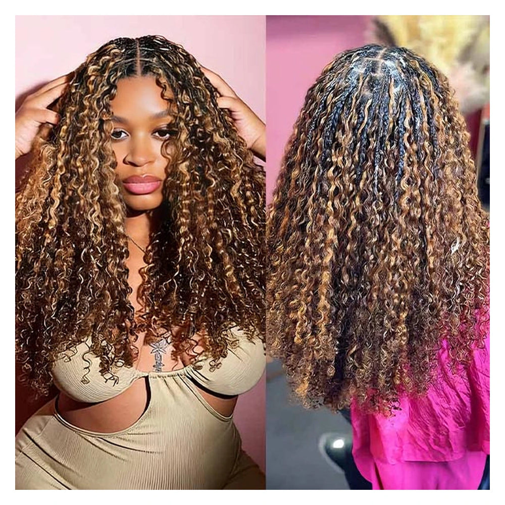Highlight 4/27 curly crochet hairstyle shown from front and back