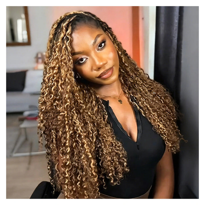 Highlight 4/27 curly crochet hairstyle worn with a side part