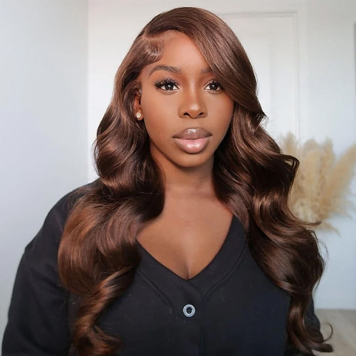 Bling Hair Brown Colored Human Hair 13x4 13x6 Lace Frontal Wig Body Wave Ready to Wear Glueless 5x5 Pre-Cut Lace Closure Wig #4