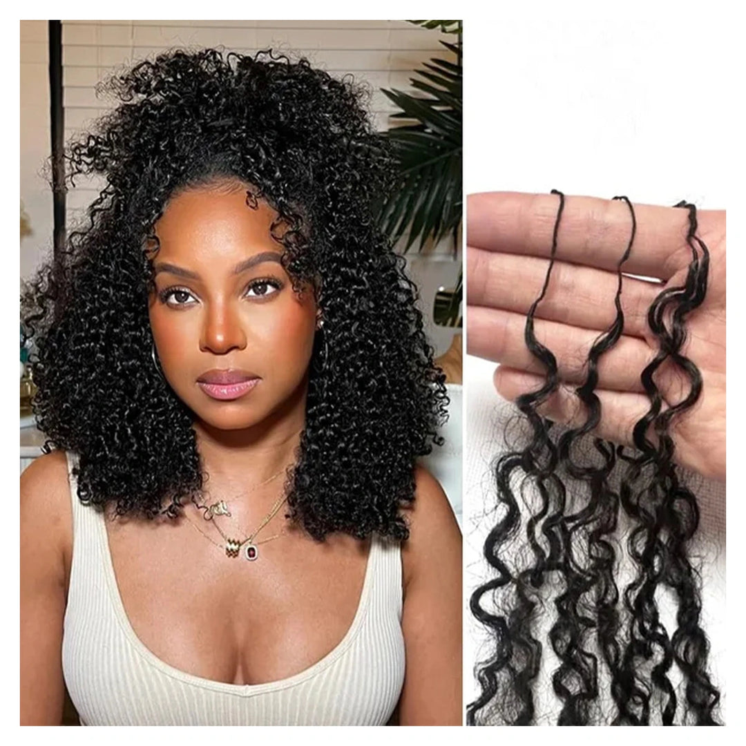 New Kinky Curly crochet human hair in natural black — styling and separated strands