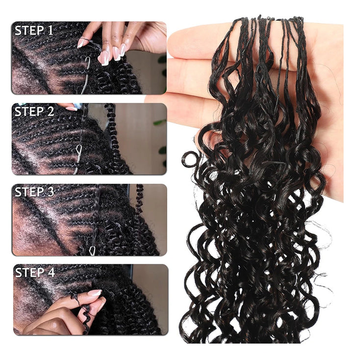 New Kinky Curly crochet human hair in natural black — crochet fitting sequence