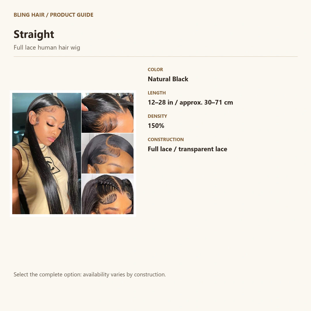 Full lace human hair wig — product specification guide