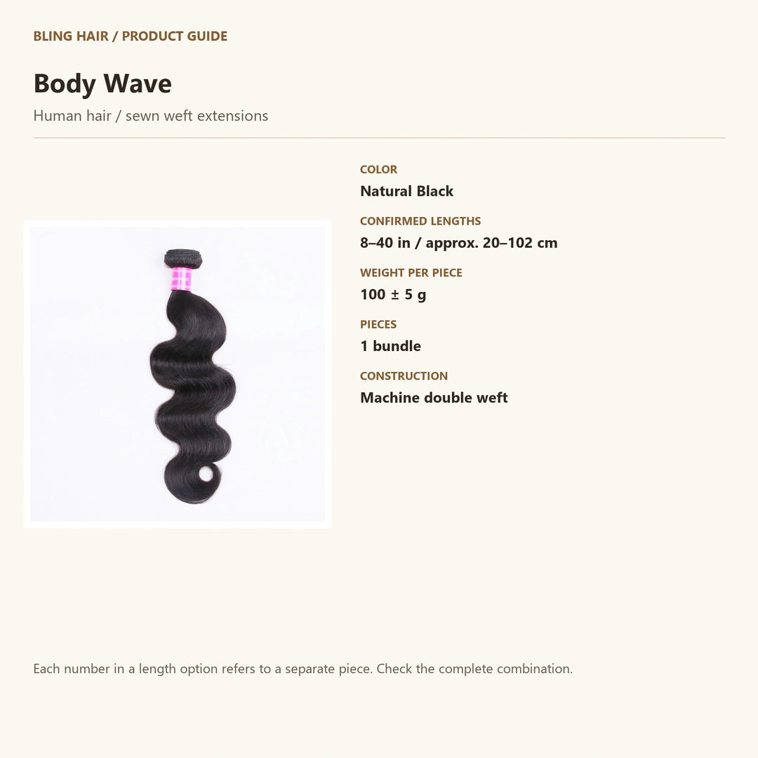 Human hair / sewn weft extensions — product specification guide