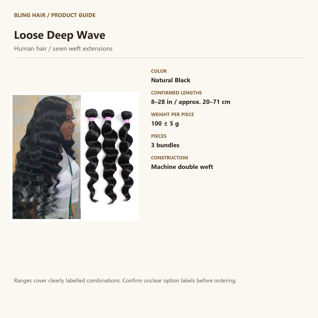 Human hair / sewn weft extensions — product specification guide