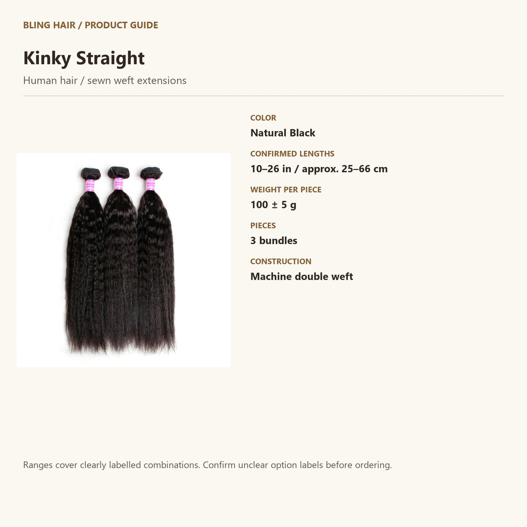 Human hair / sewn weft extensions — product specification guide