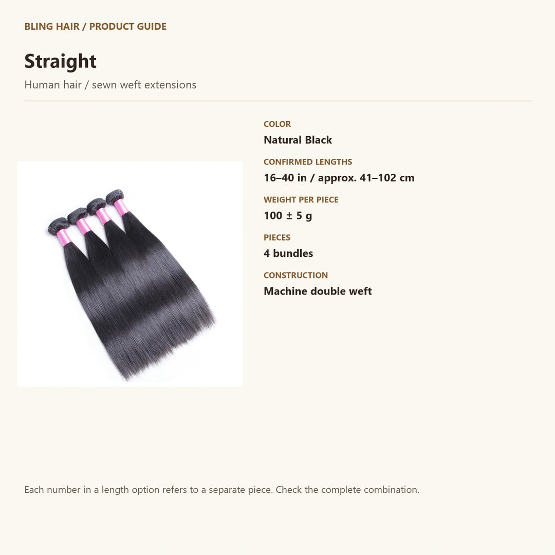 Human hair / sewn weft extensions — product specification guide