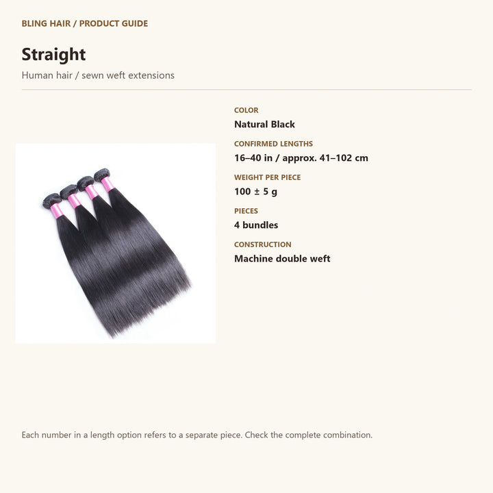 Human hair / sewn weft extensions — product specification guide