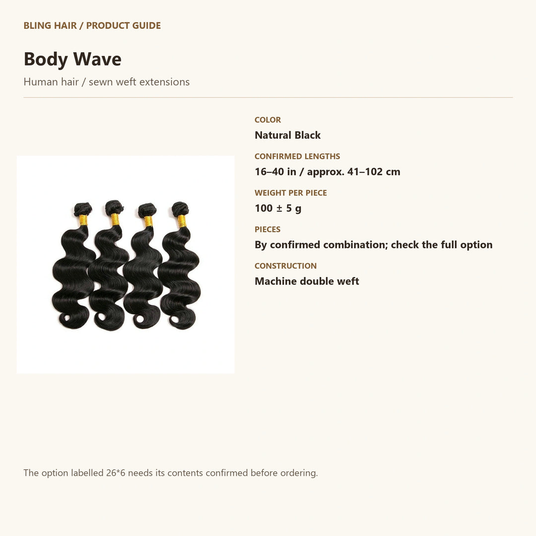 Human hair / sewn weft extensions — product specification guide