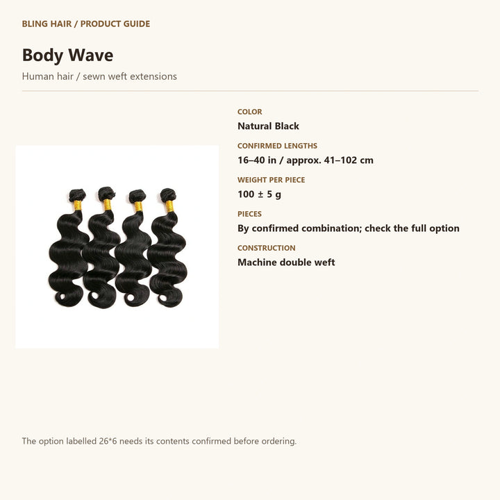 Human hair / sewn weft extensions — product specification guide