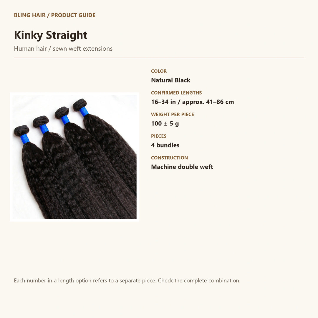 Human hair / sewn weft extensions — product specification guide