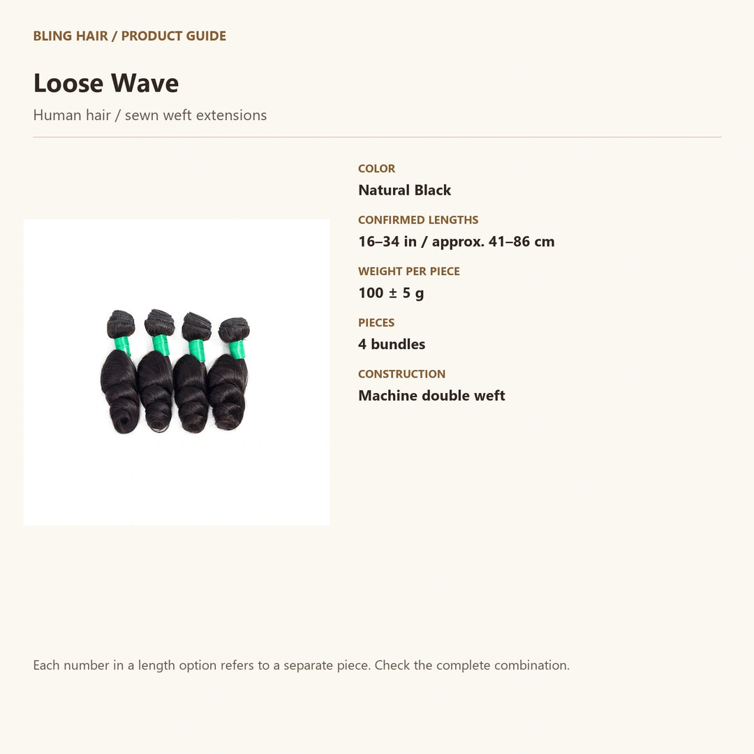 Human hair / sewn weft extensions — product specification guide
