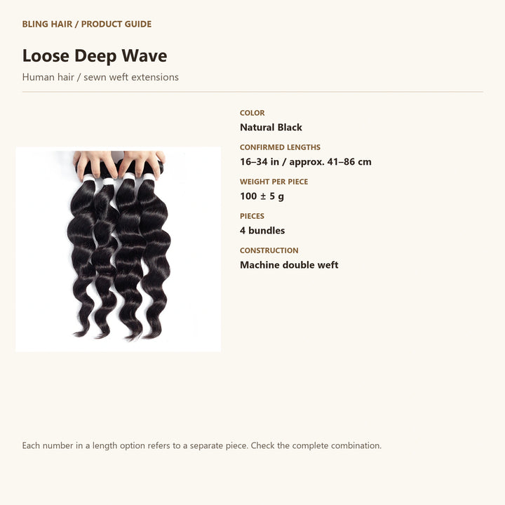 Human hair / sewn weft extensions — product specification guide