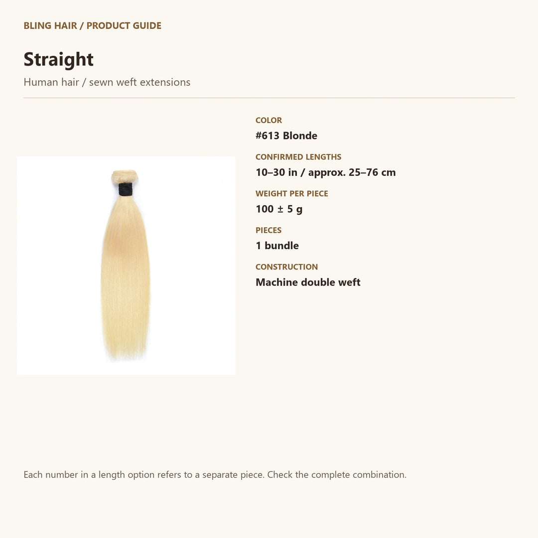 Human hair / sewn weft extensions — product specification guide