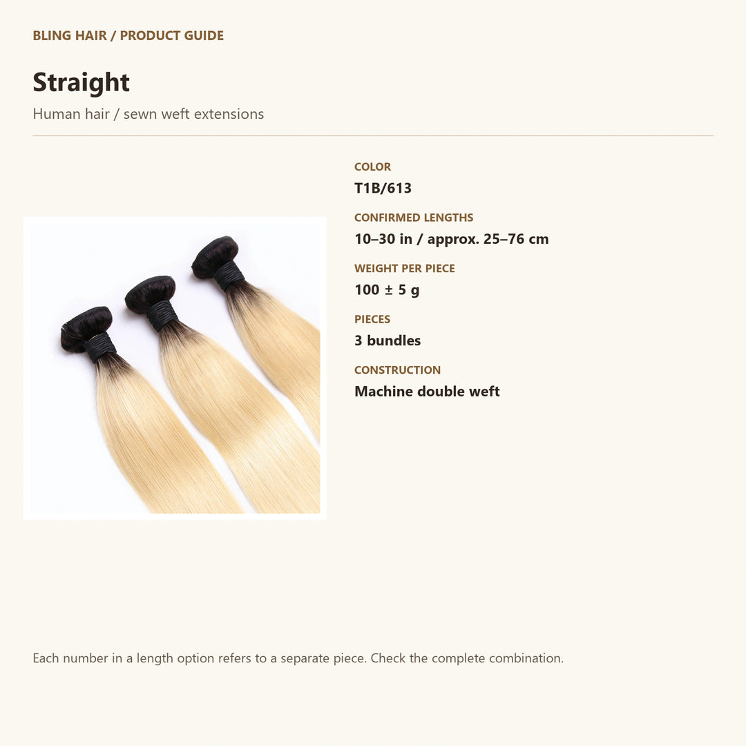 Human hair / sewn weft extensions — product specification guide