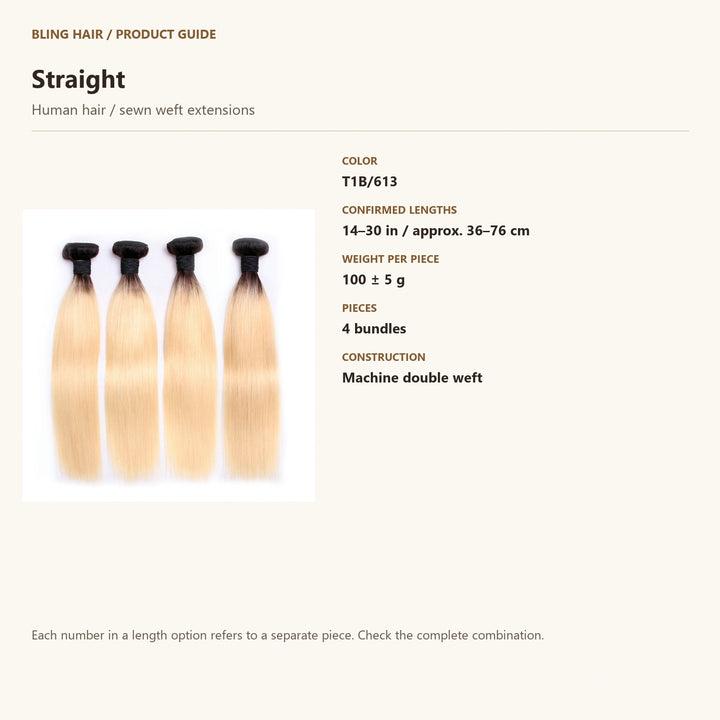 Human hair / sewn weft extensions — product specification guide