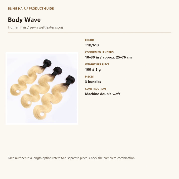 Human hair / sewn weft extensions — product specification guide